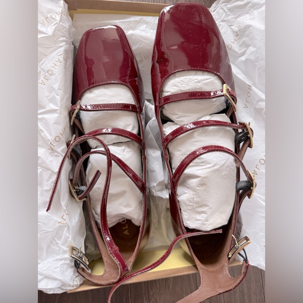 ALOHAS Burgundy Multi-Strap Flats - US 7 - Picture 10 of 14